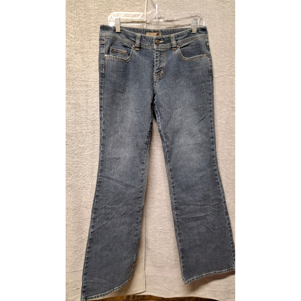 Forever 21 Womens Blue Denim Flare Leg Jeans Mid Rise Five Pocket Size 27. (B6)